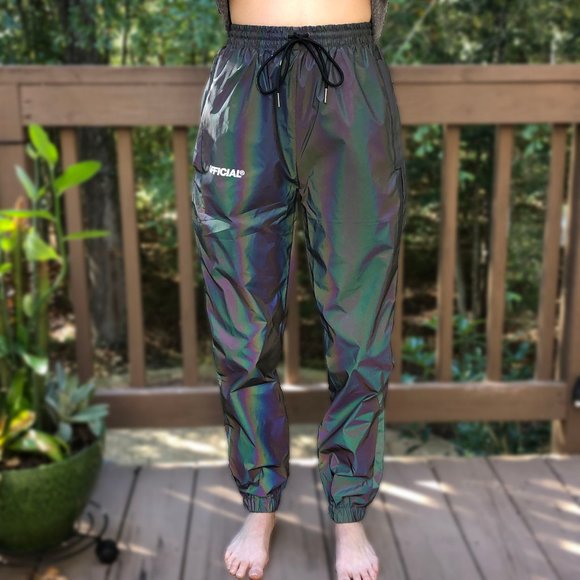 Unisex Rainbow Reflective Track Pants, Official RFLCTIV Squid Ink Dichroic Sz Sm - Picture 5 of 12